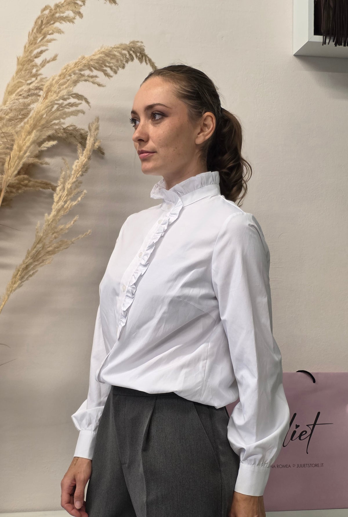 Camicia con Rouches Bianca
