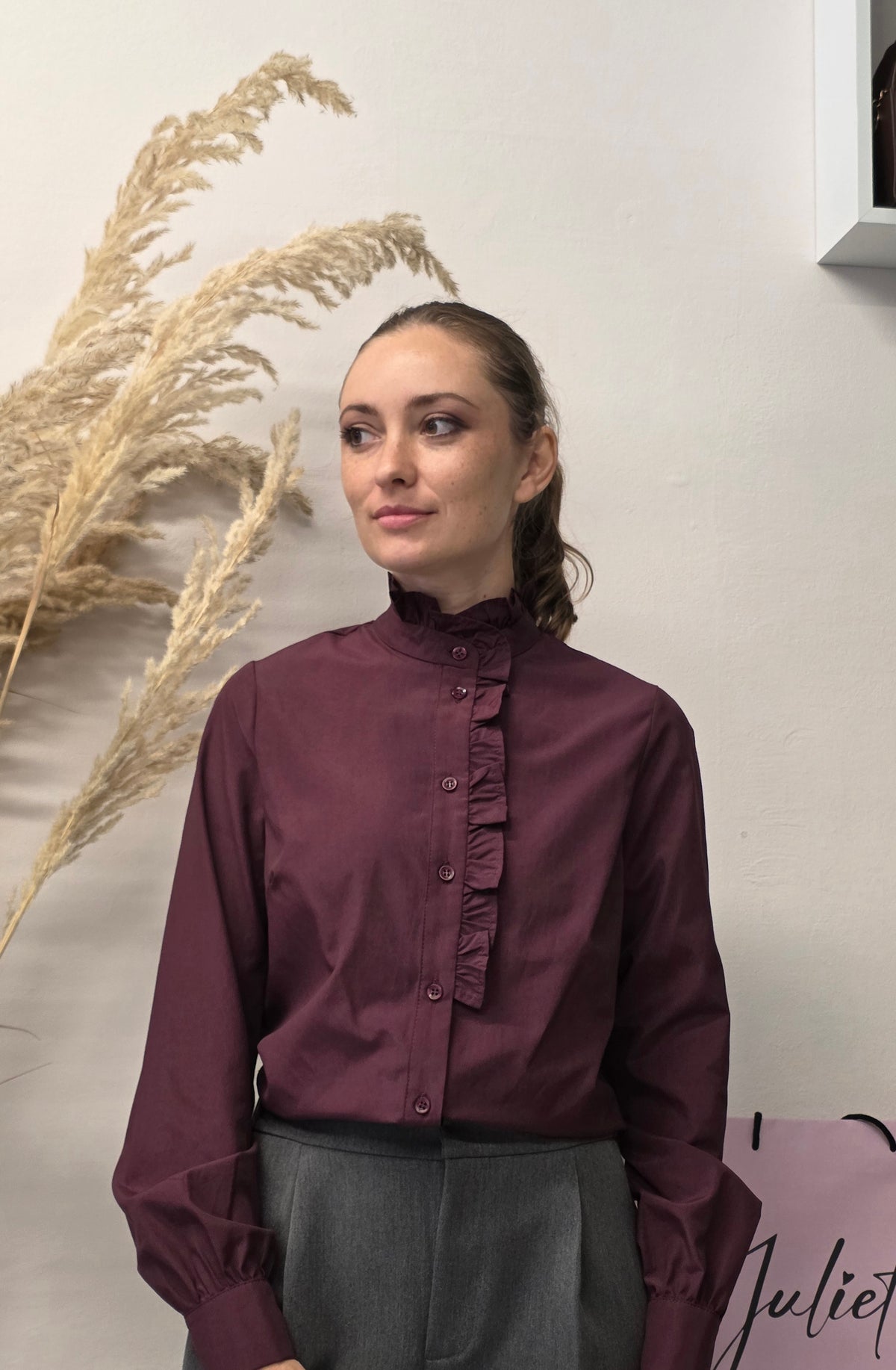 Camicia con Rouches Prugna