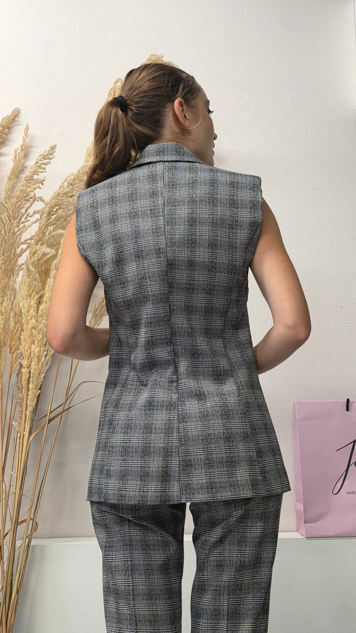Gilet Check con spalline