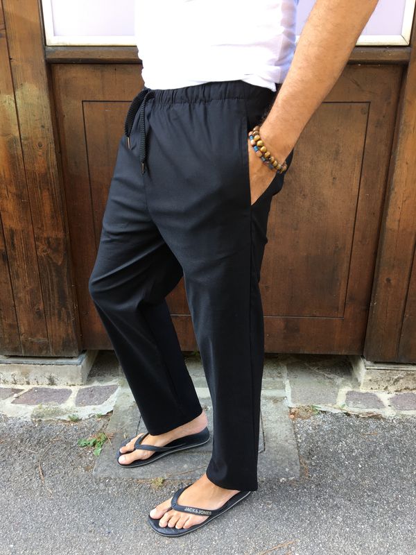 Pantalone Nero con Coulisse Gianni Lupo