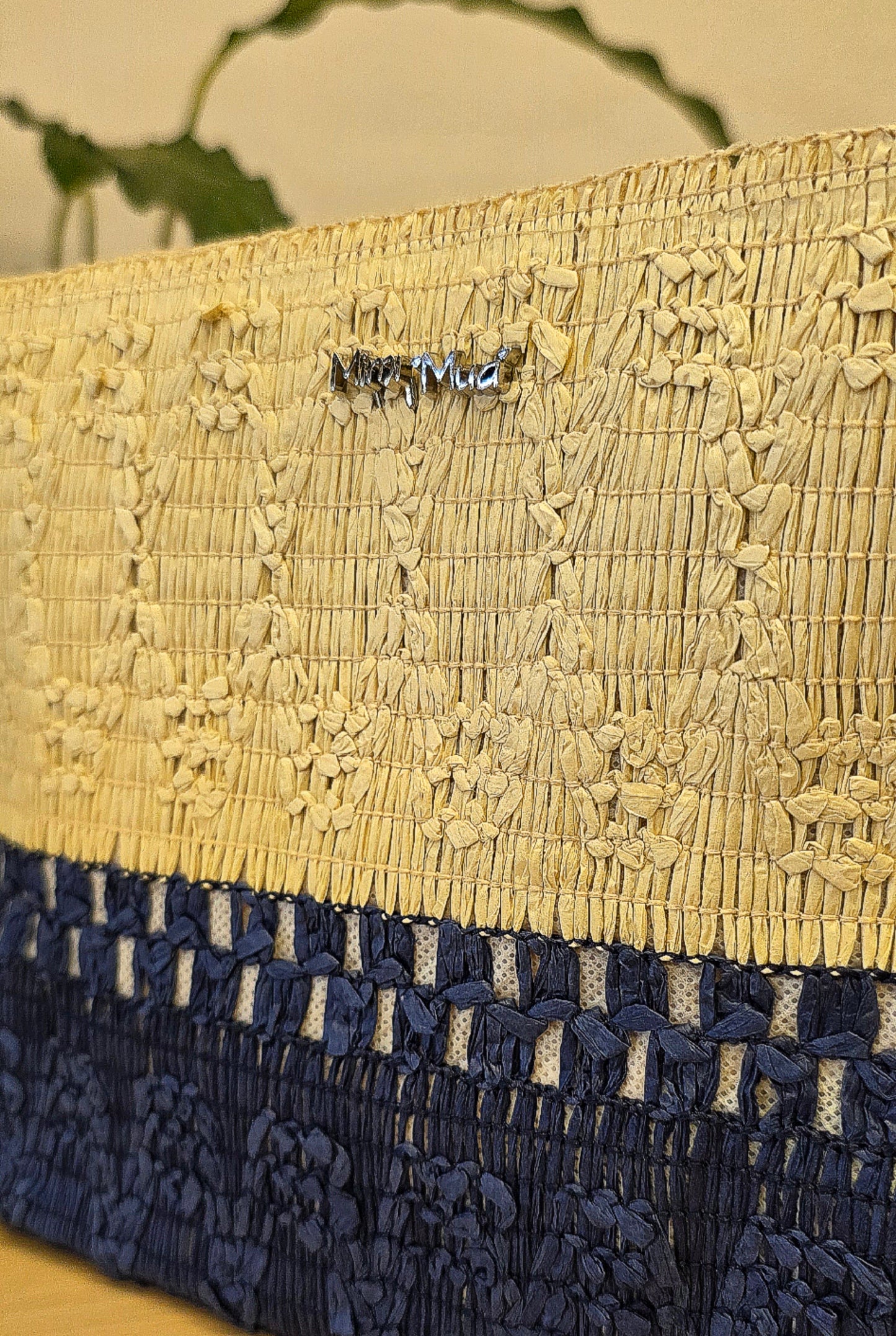 Portaoggetti in paglia Blu