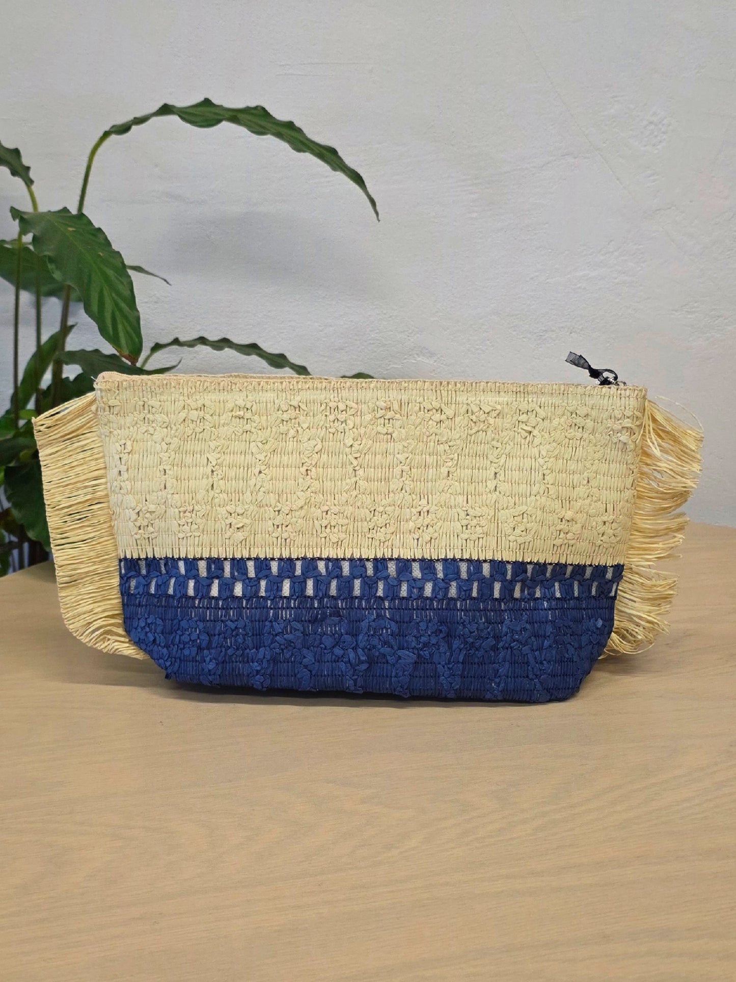Portaoggetti in paglia Blu