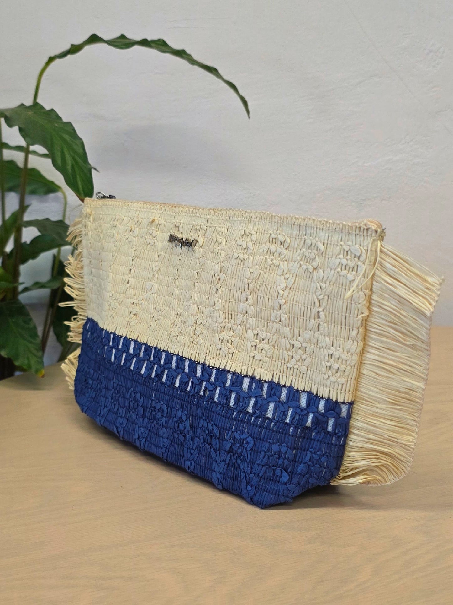Portaoggetti in paglia Blu