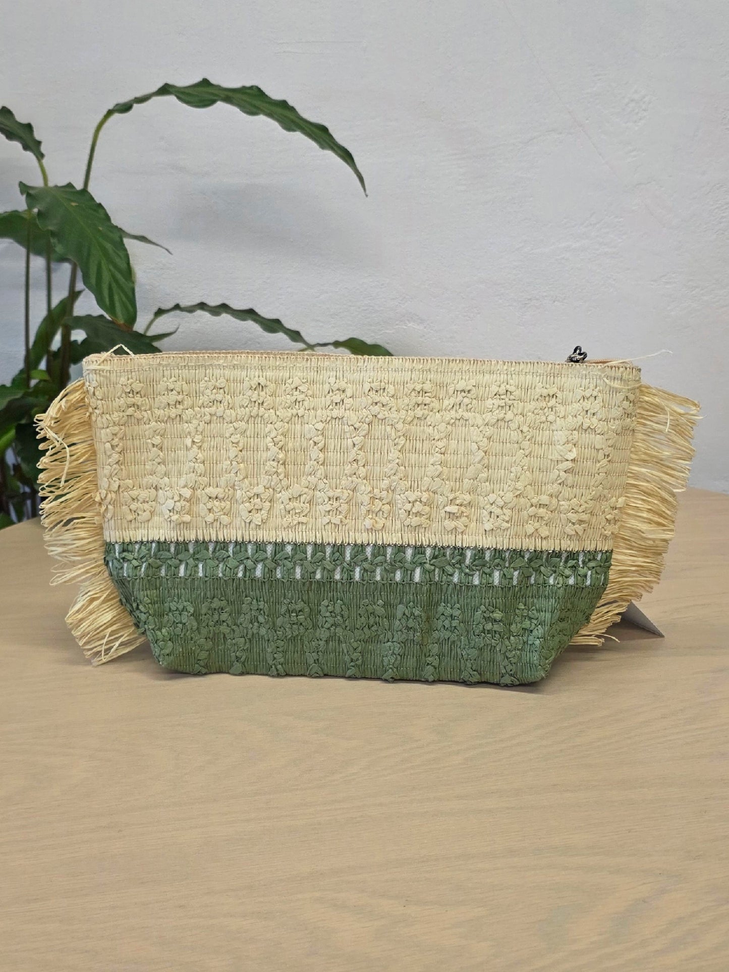 Portaoggetti in paglia Verde militare