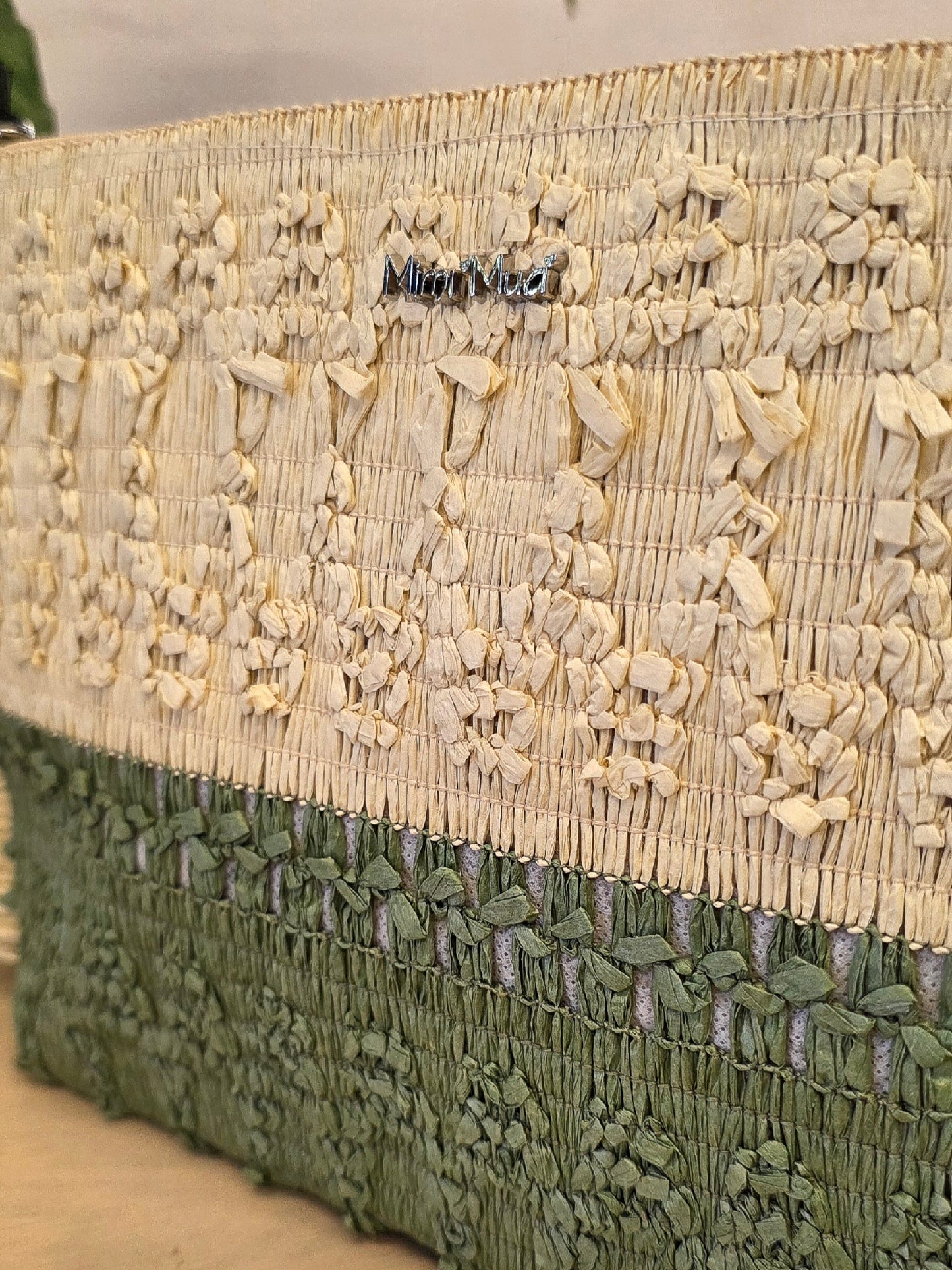Portaoggetti in paglia Verde militare