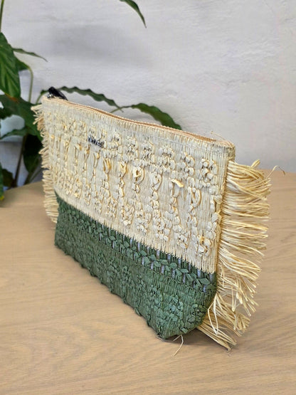 Portaoggetti in paglia Verde militare