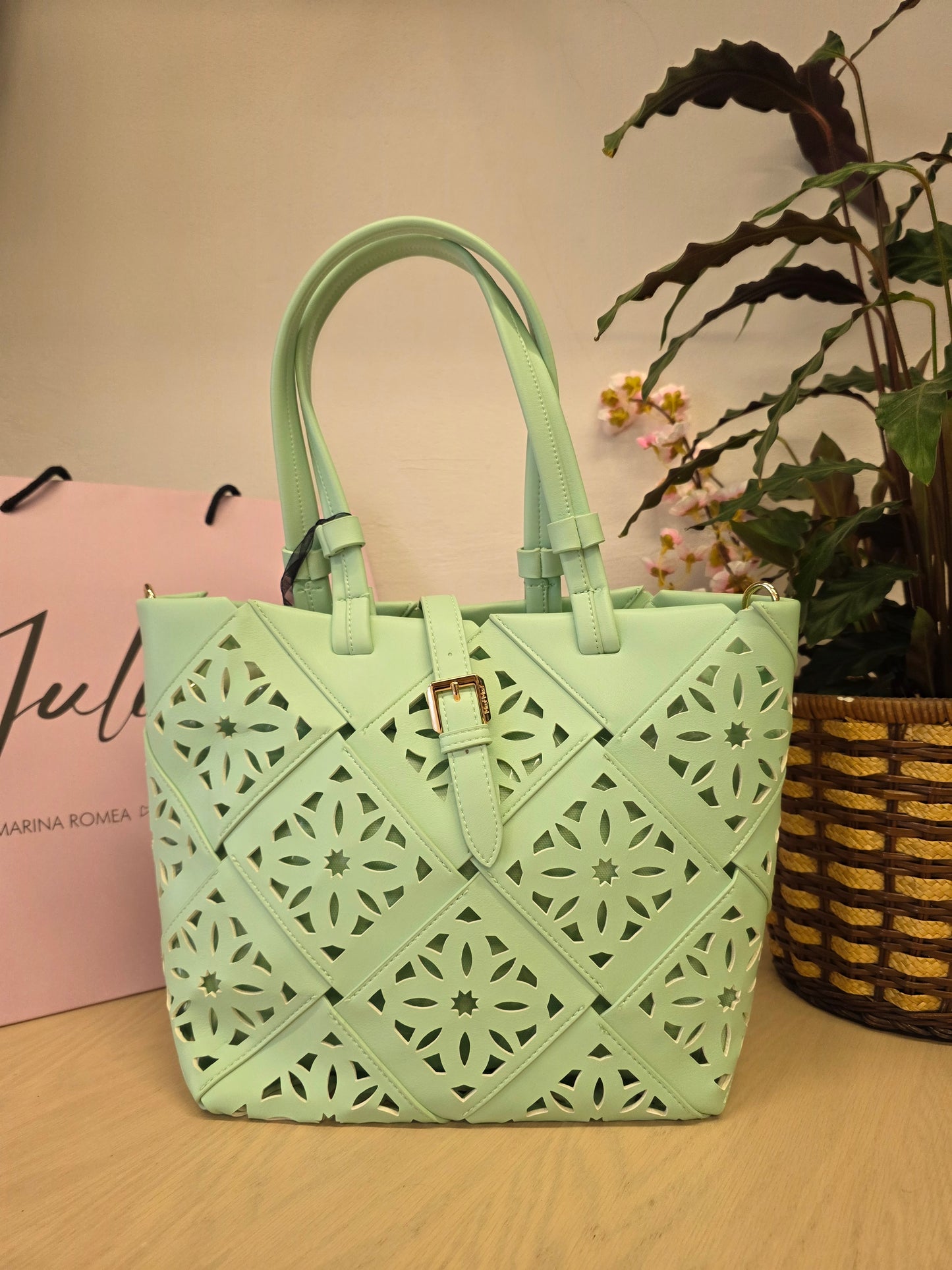 Borsa Verde Acqua Traforata Mimì-Muà