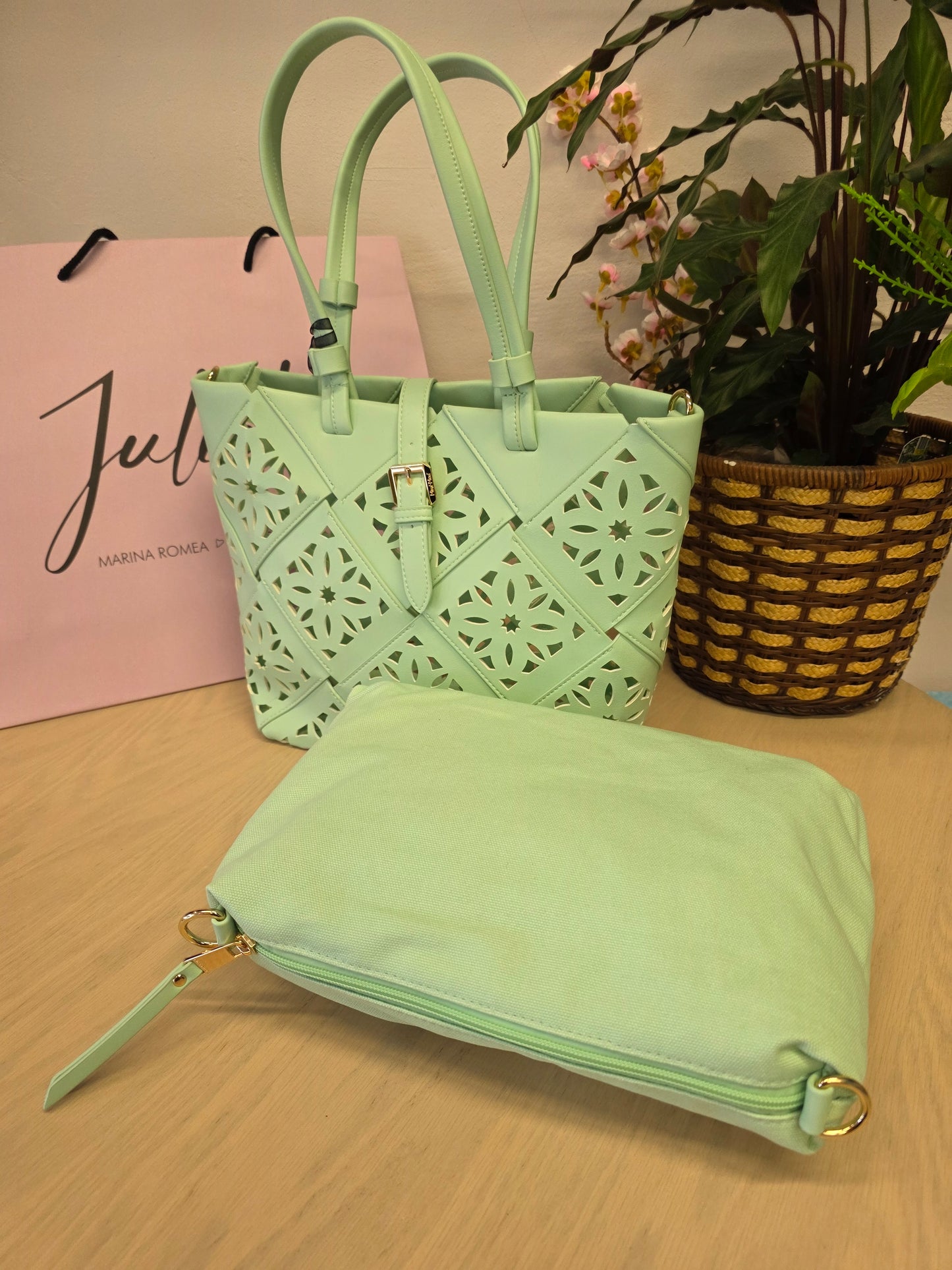 Borsa Verde Acqua Traforata Mimì-Muà