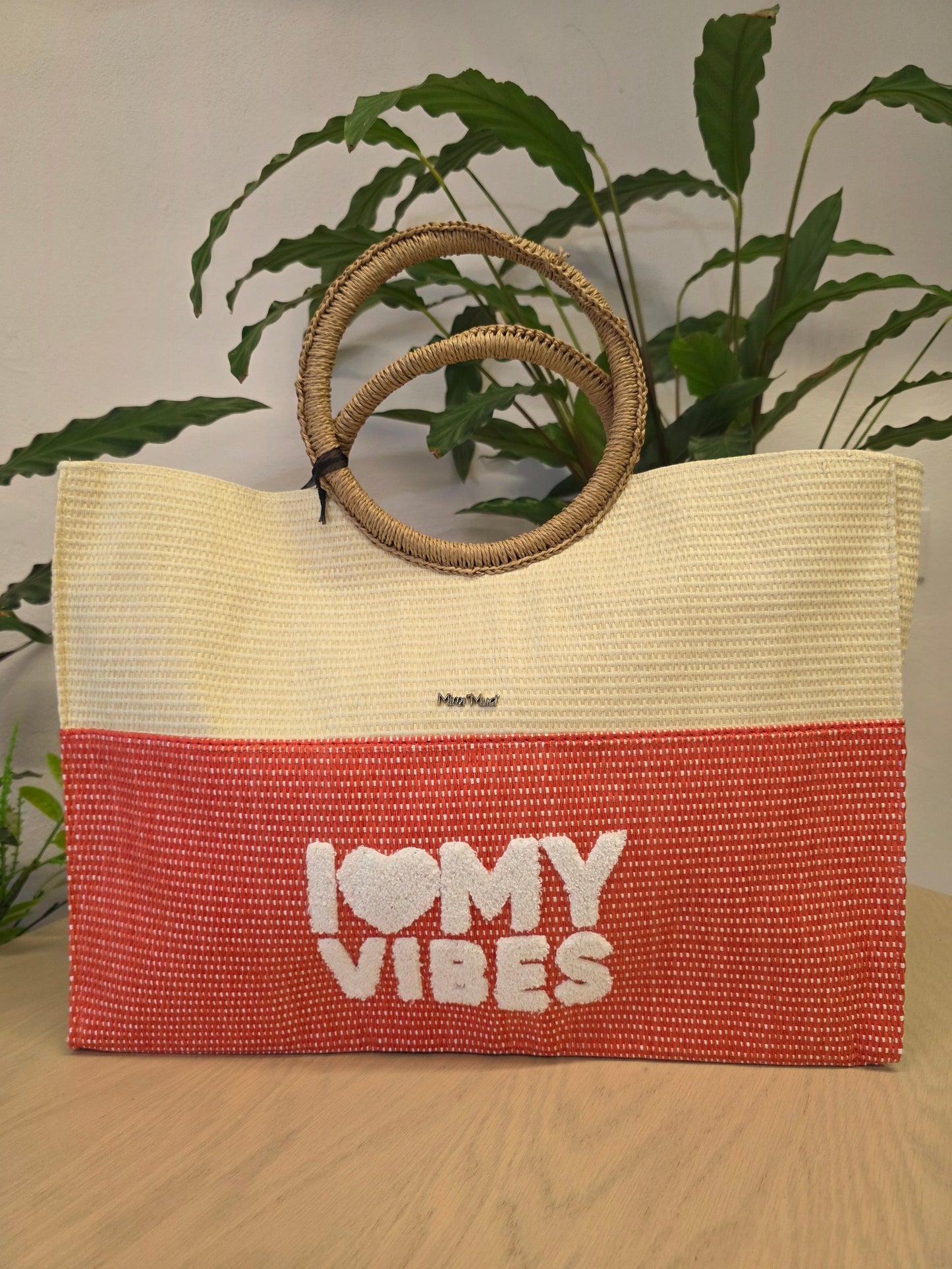 Borsa in Paglia Corallo Mimì-Muà