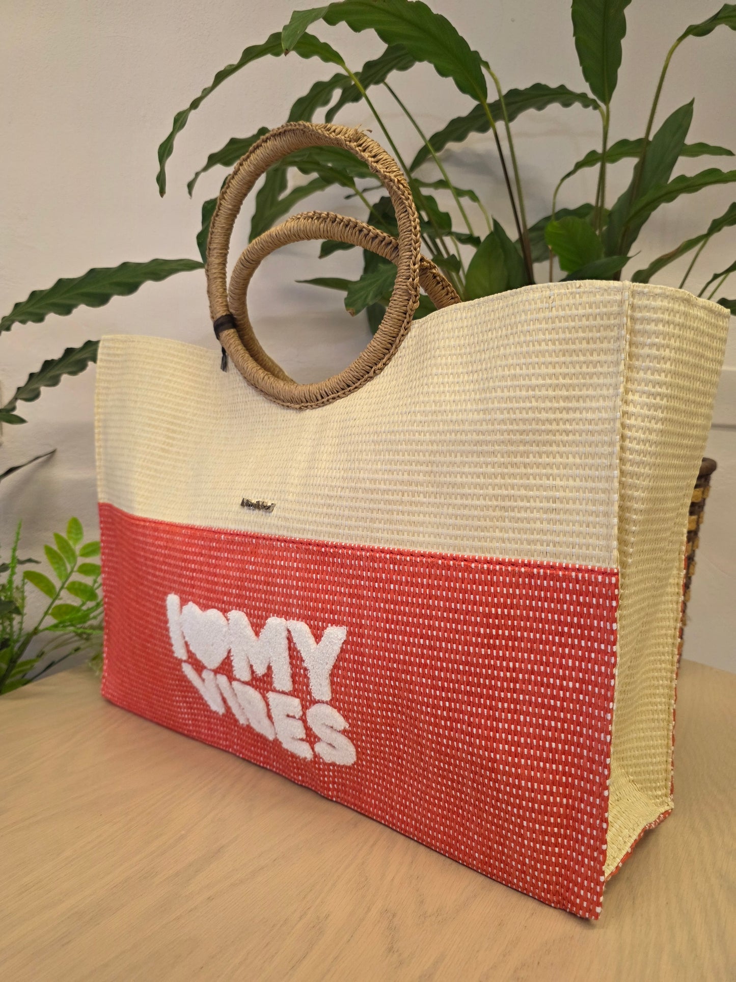 Borsa in Paglia Corallo Mimì-Muà
