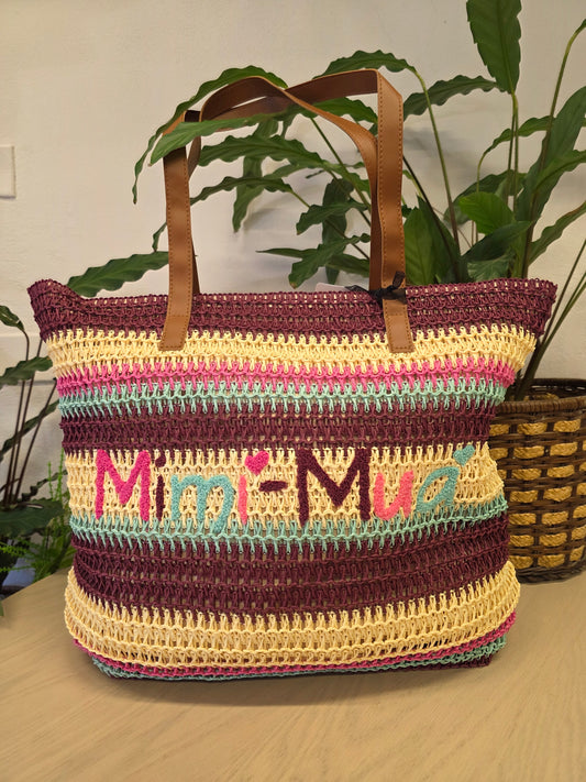 Shopper a Righe in Straw Paper
