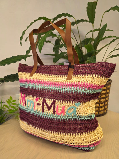 Shopper a Righe in Straw Paper
