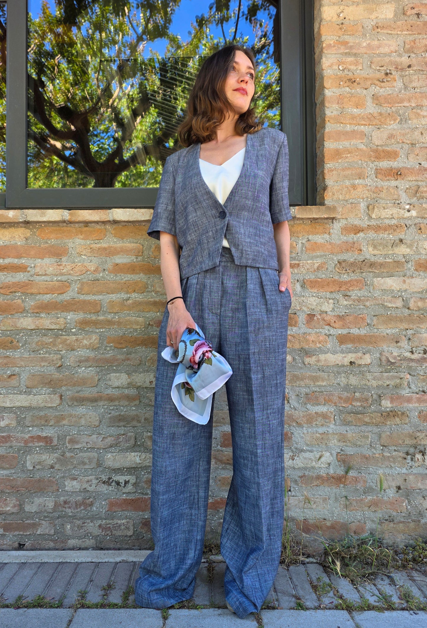 Giacca Crop Blue Denim