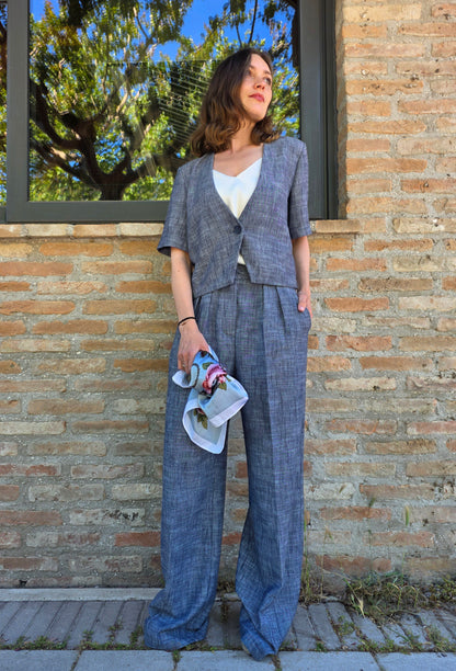 Giacca Crop Blue Denim