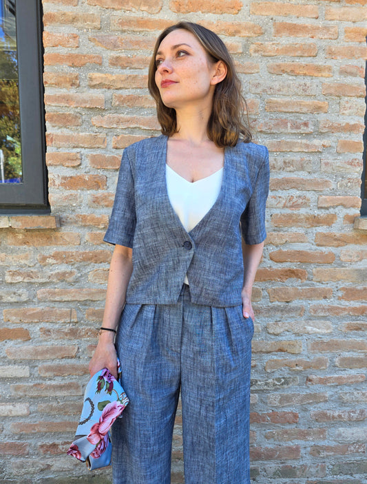 Giacca Crop Blue Denim