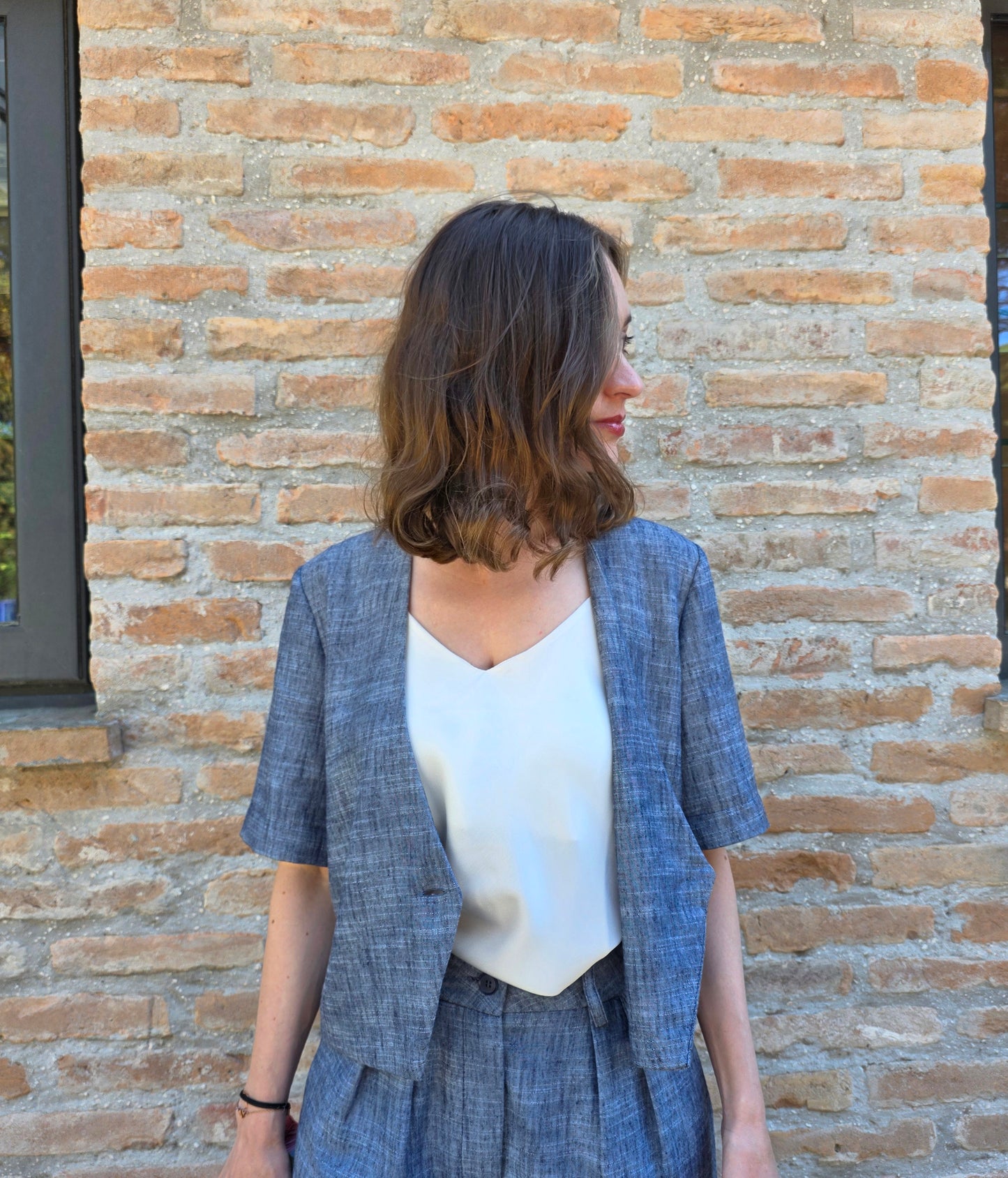 Giacca Crop Blue Denim
