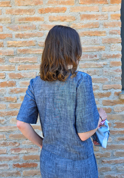 Giacca Crop Blue Denim