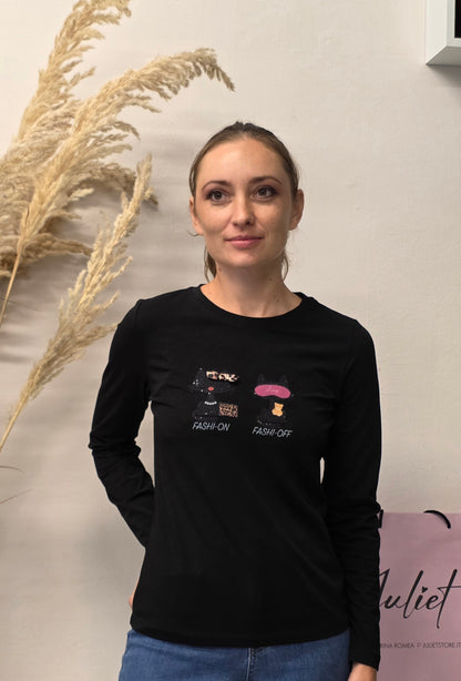 Tshirt manica lunga con Strass