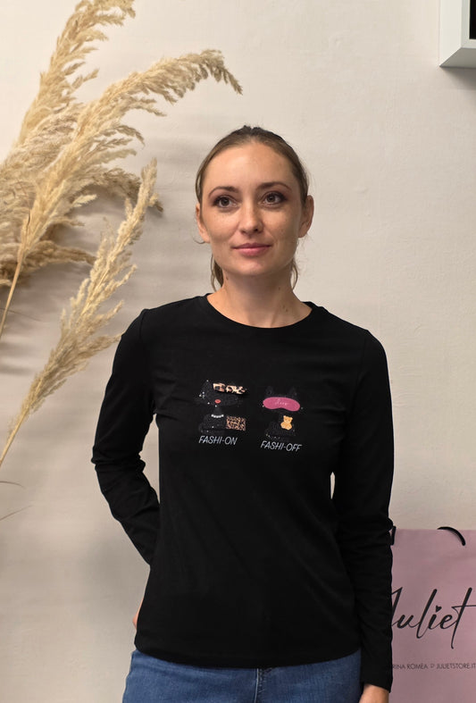 Tshirt manica lunga con Strass