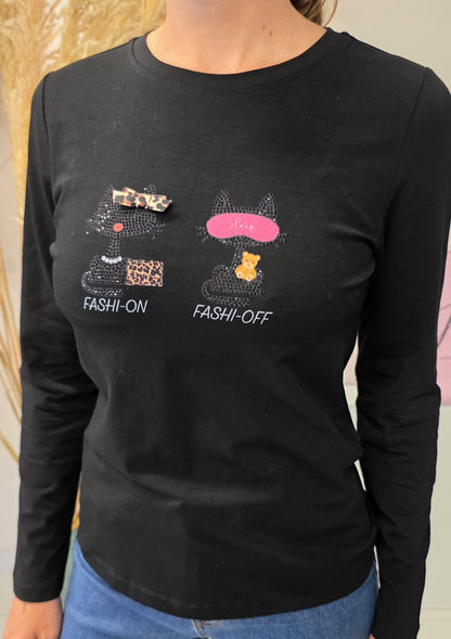 Tshirt manica lunga con Strass