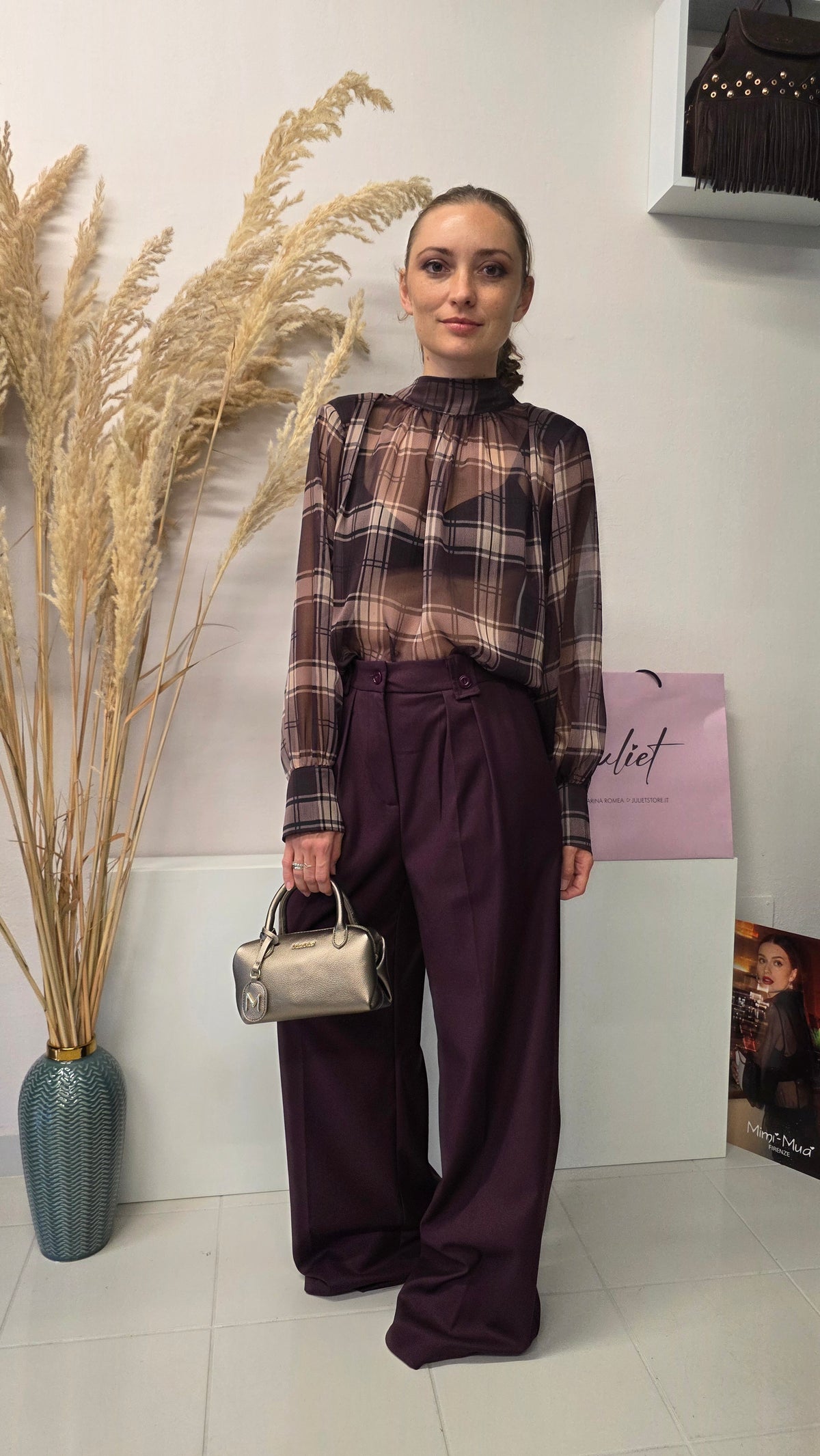 Blusa Burgundy con fiocco