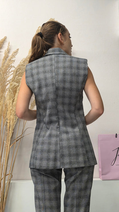 Gilet Check con spalline