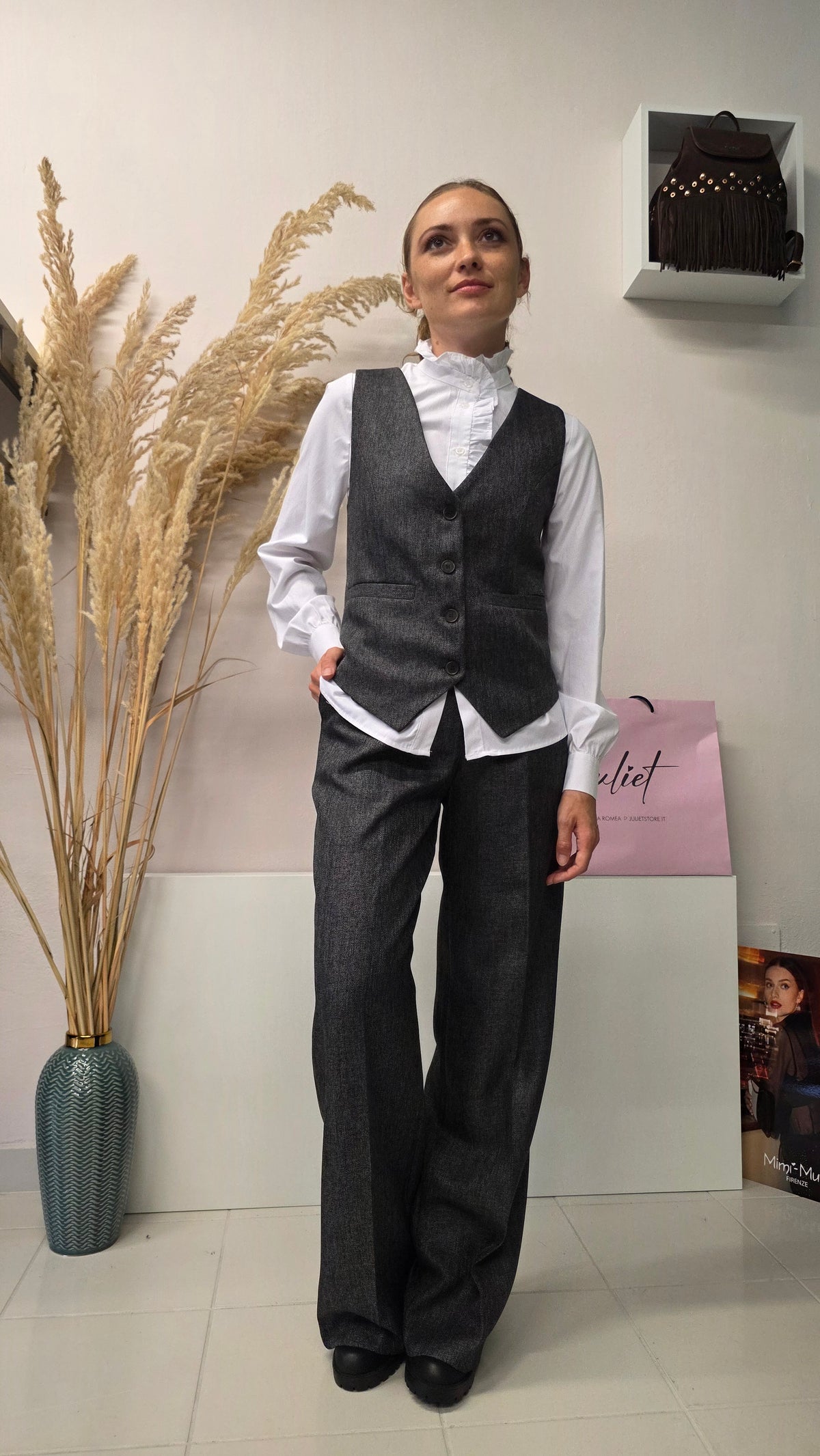 Gilet Spinato Grigio