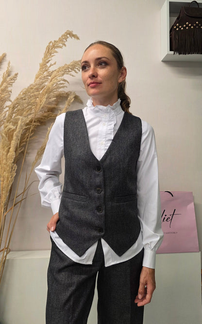 Gilet Spinato Grigio