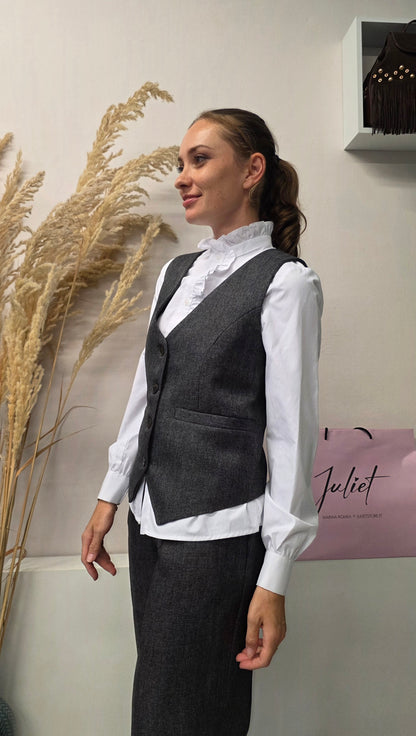 Gilet Spinato Grigio