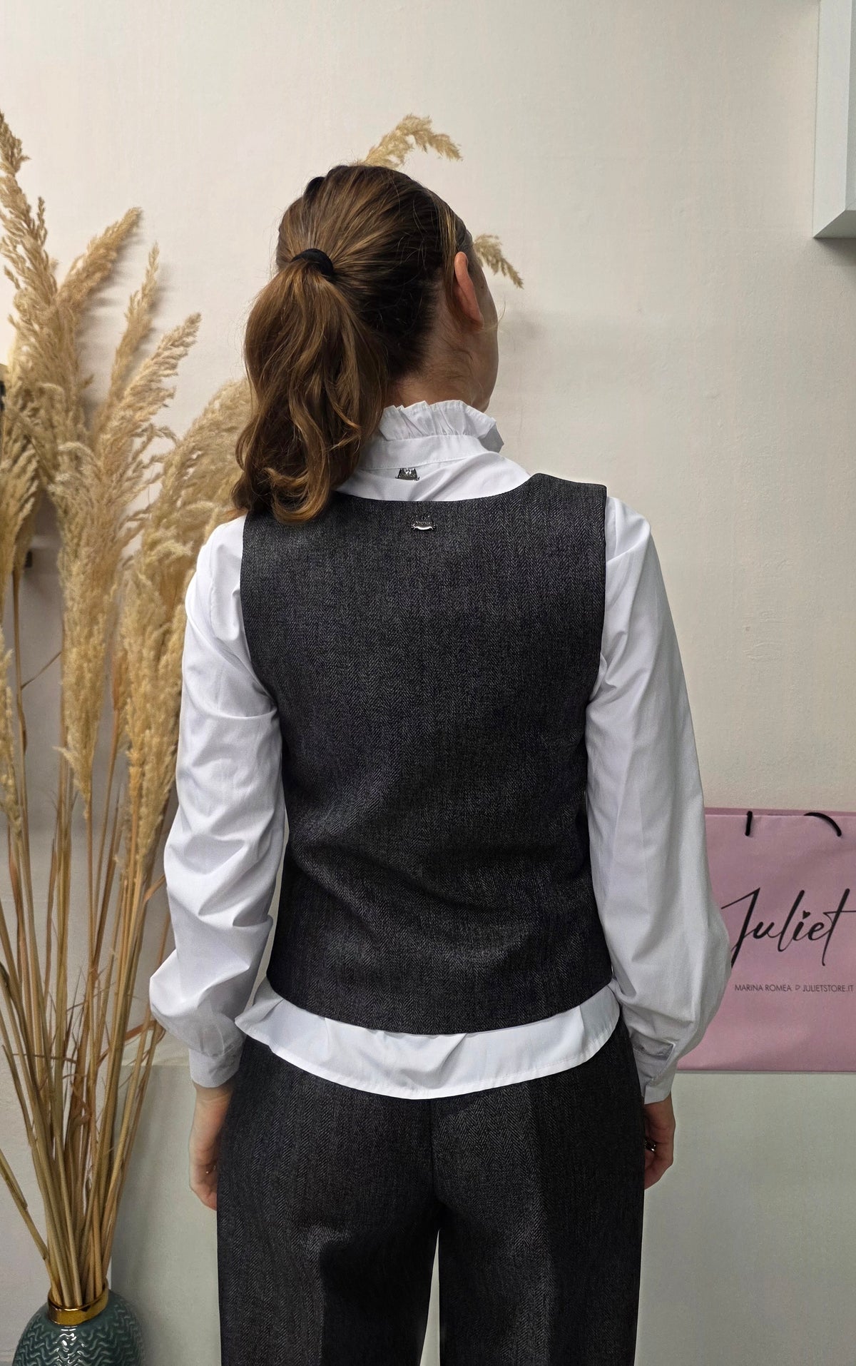 Gilet Spinato Grigio