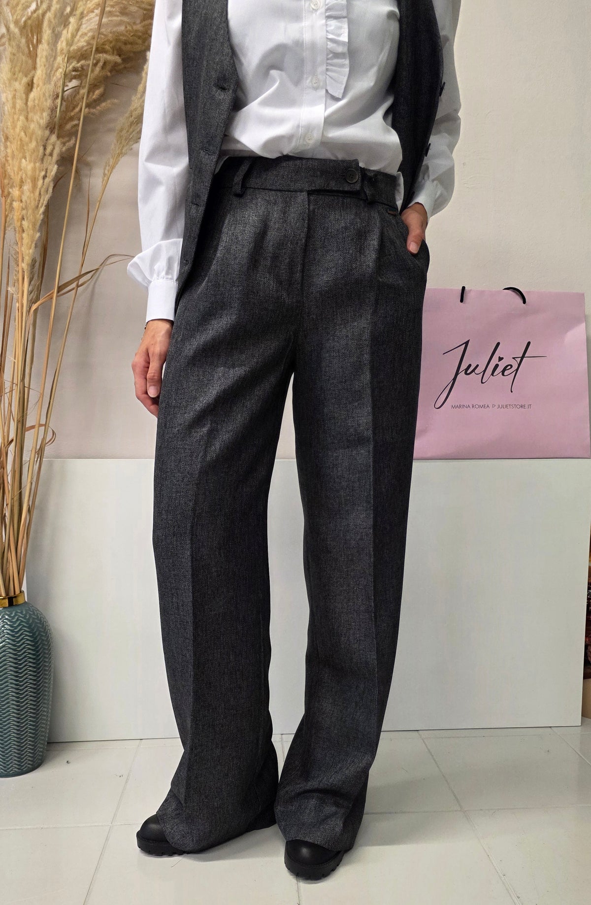 Pantalone Spinato Grigio