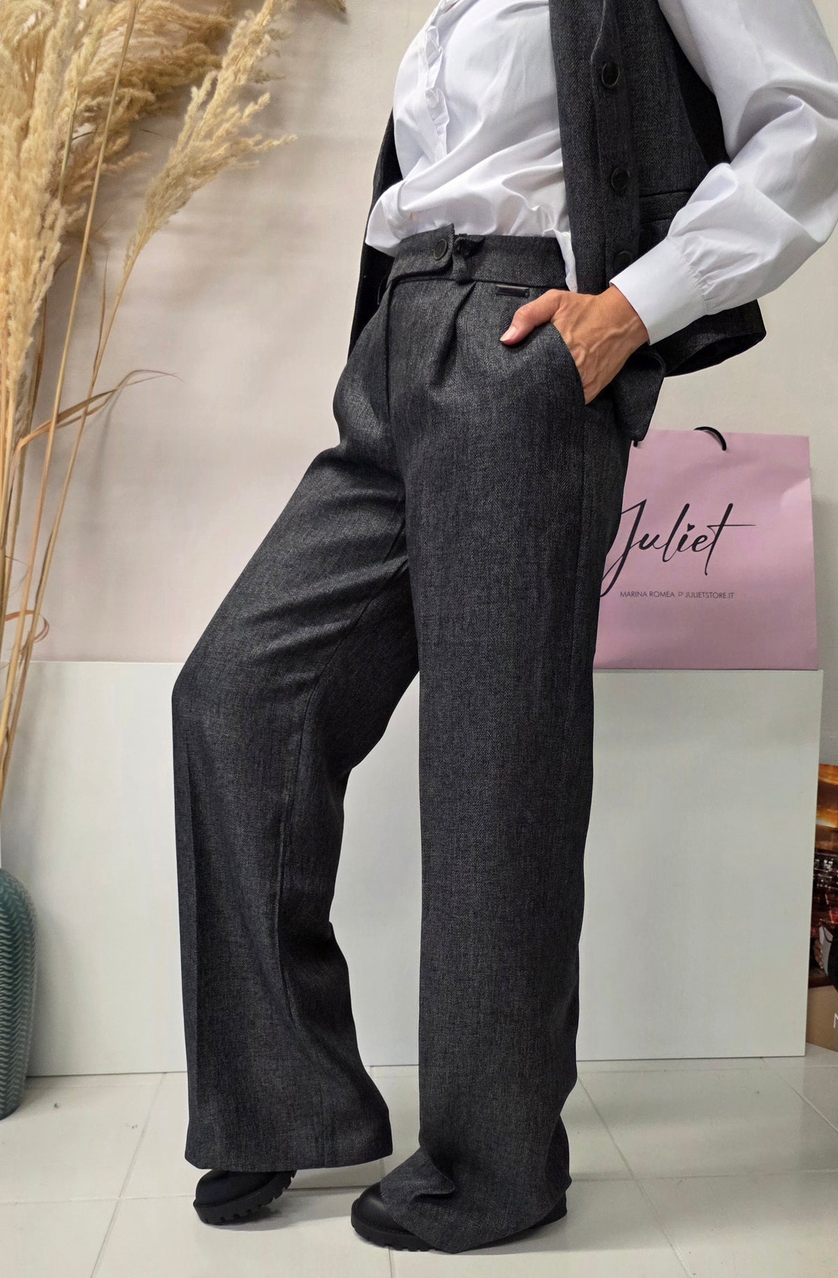 Pantalone Spinato Grigio
