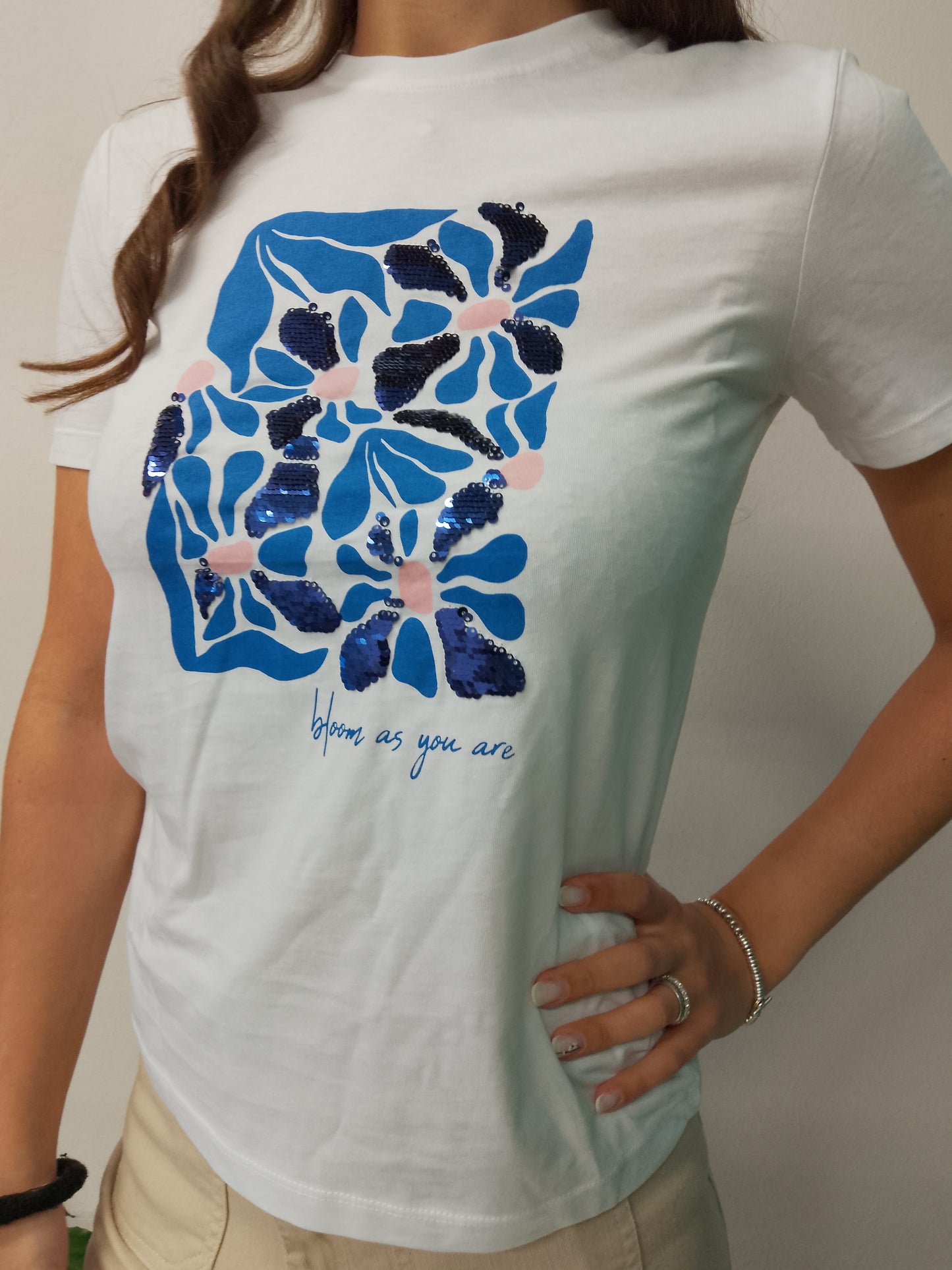 T-Shirt stampa blu Only