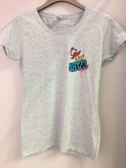 T-Shirt donna girocollo grigio Fenicottero