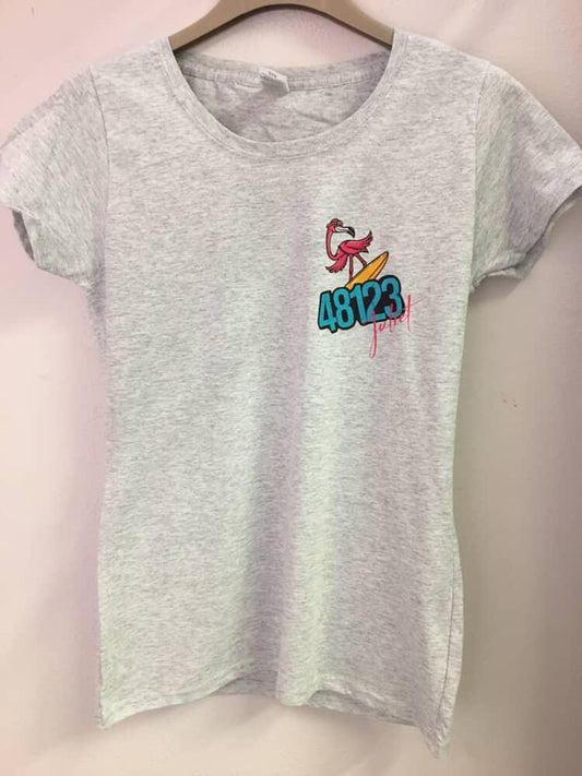 T-Shirt donna girocollo grigio Fenicottero