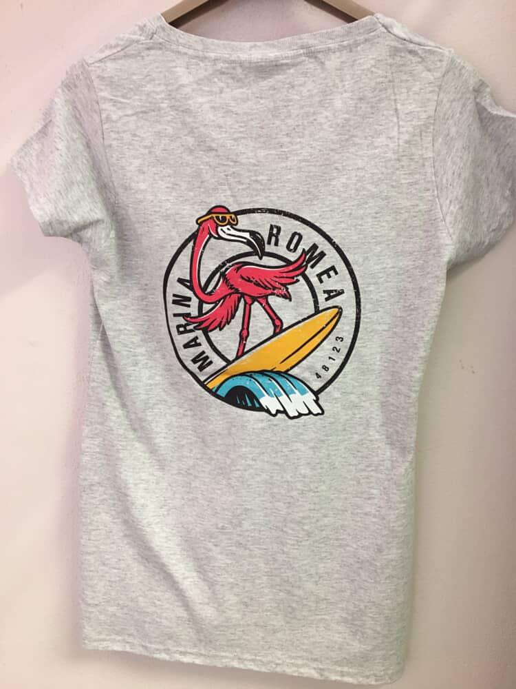 T-Shirt donna girocollo grigio Fenicottero