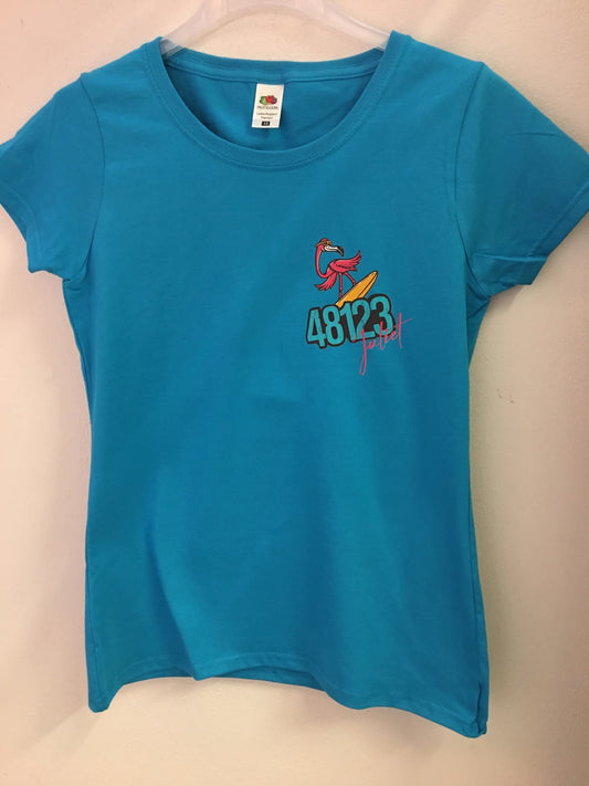 T-Shirt donna girocollo blu Fenicottero